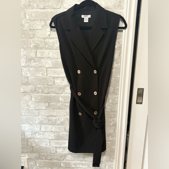 Suzy Shier Dresses & Skirts - Black dress with buttons and belt size M and the PTP flat lay is 15 - work dress